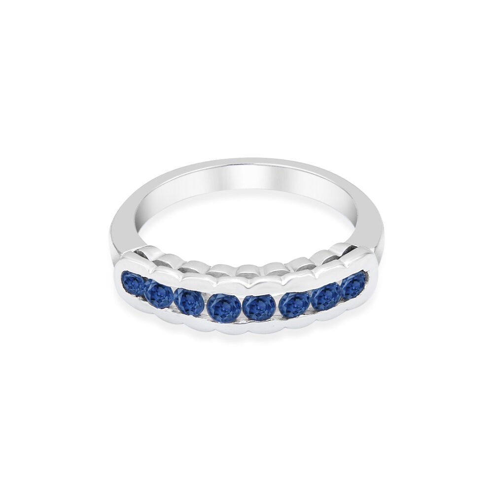 White Gold Sapphire Band with Nine Natural Sapphires - Image 3