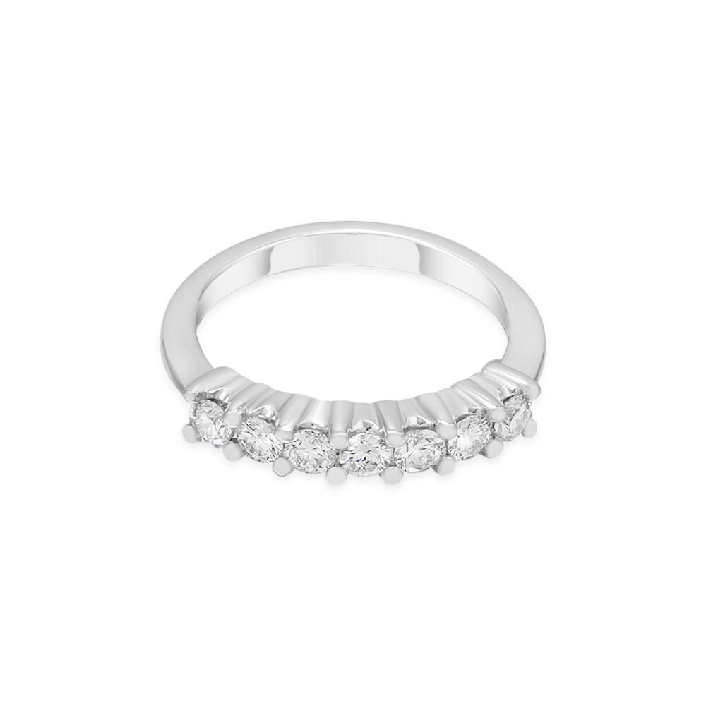 White Gold Diamond Band with Seven Brilliant-Cut Diamonds - Image 2