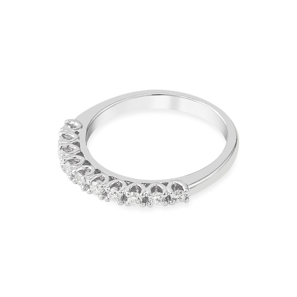 White Gold Diamond Band with Ten Round Brilliant Diamonds - Image 3