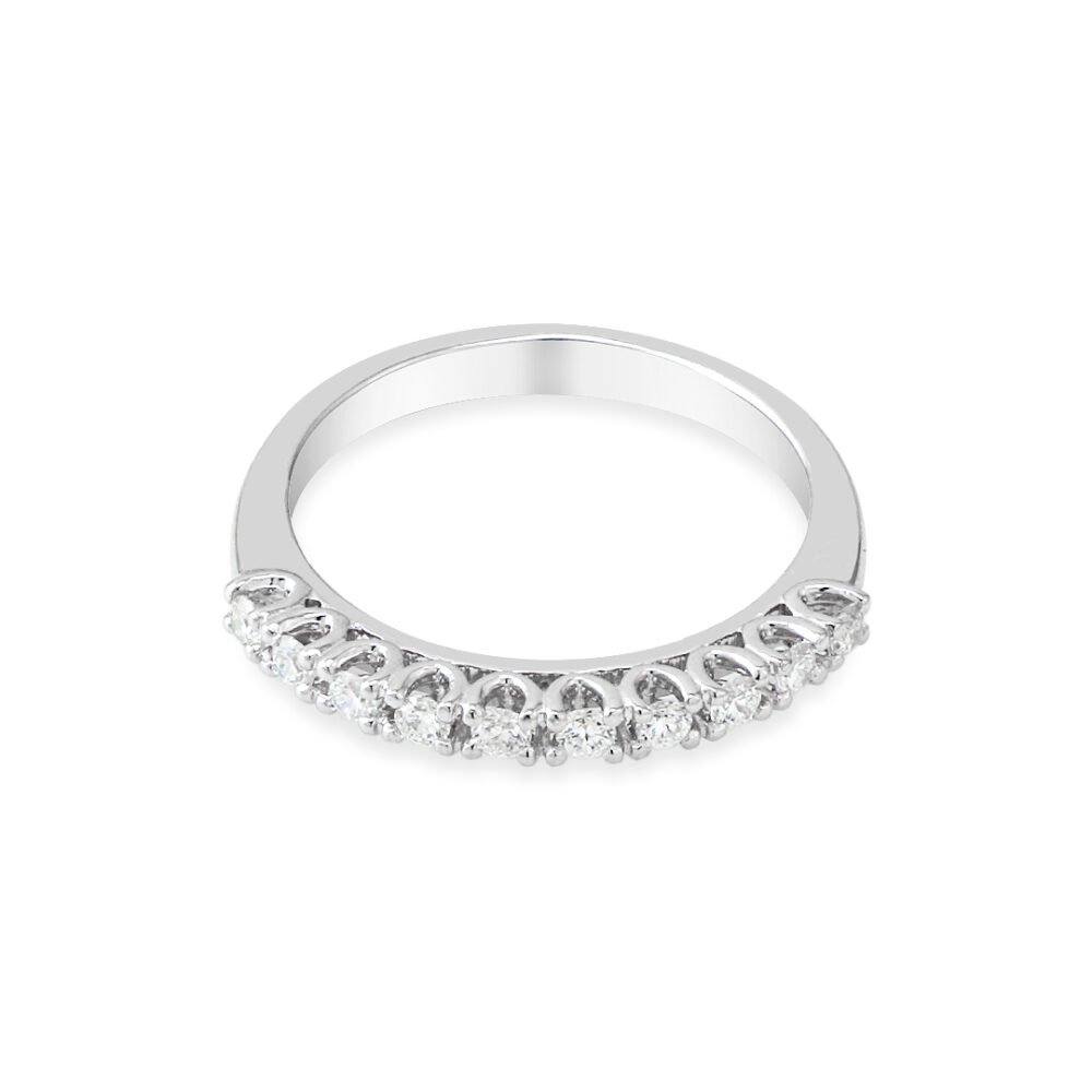 White Gold Diamond Band with Ten Round Brilliant Diamonds - Image 2