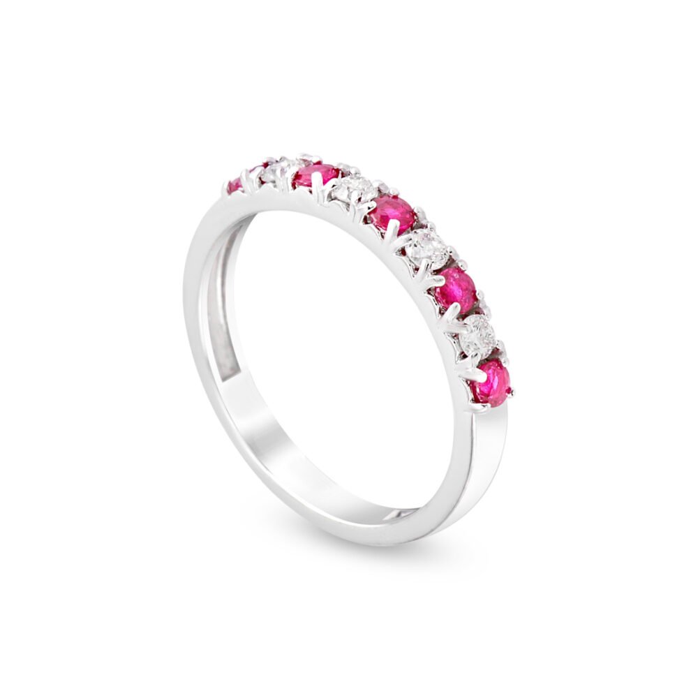 white gold diamond ruby band
