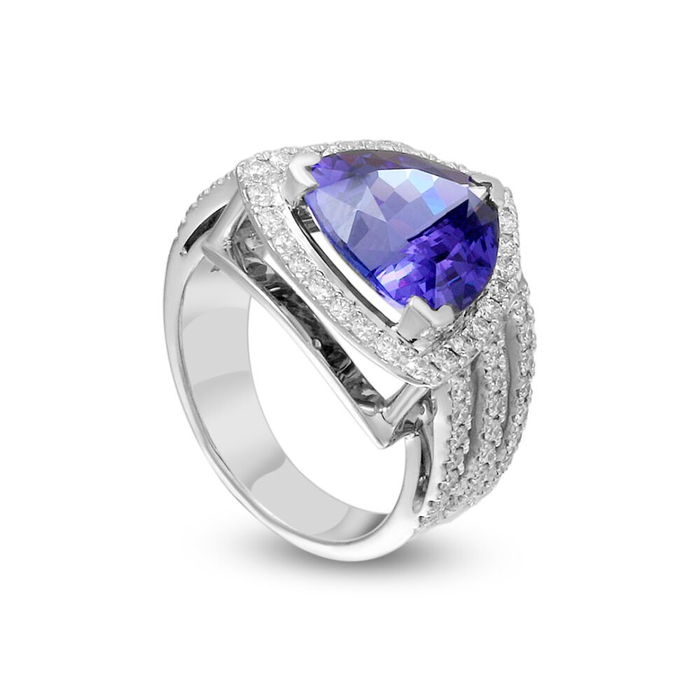 white gold tanzanite and diamond ring