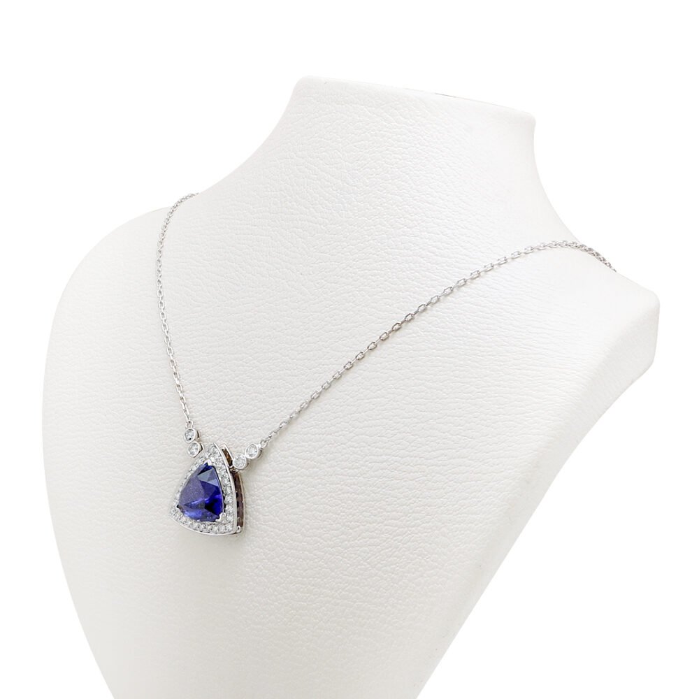 18K White Gold Tanzanite and Diamond Necklace - Image 2