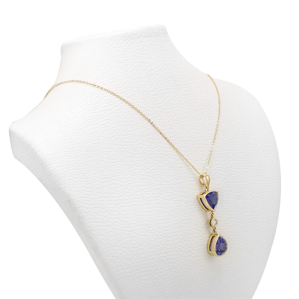18k Yellow Gold Tanzanite Pendant with Diamond Accent - Image 2