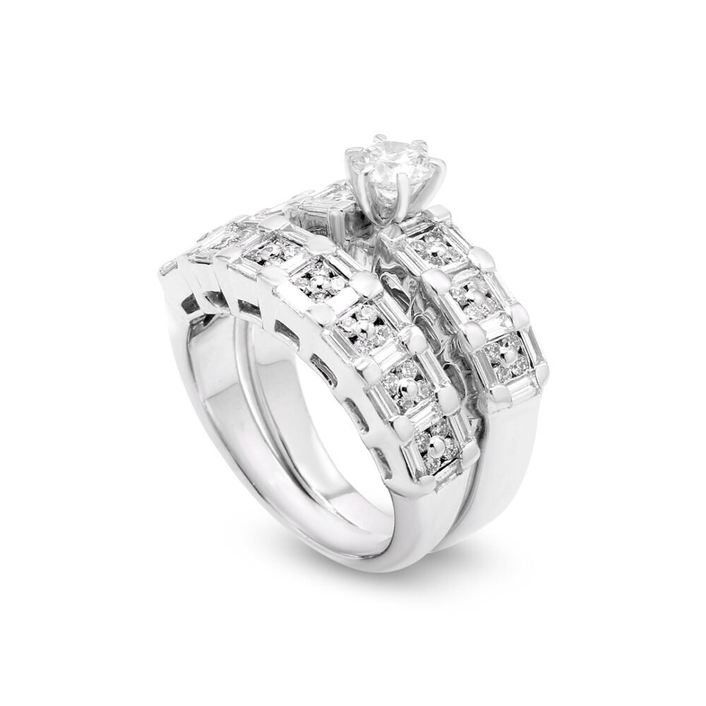 18k white gold diamond ring set
