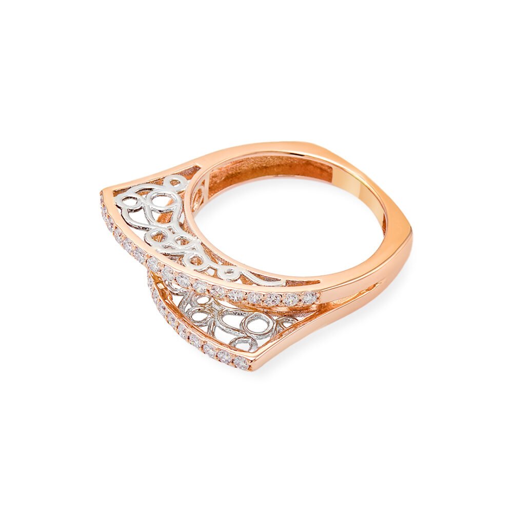 Rose and White Gold Diamond Band - Image 3