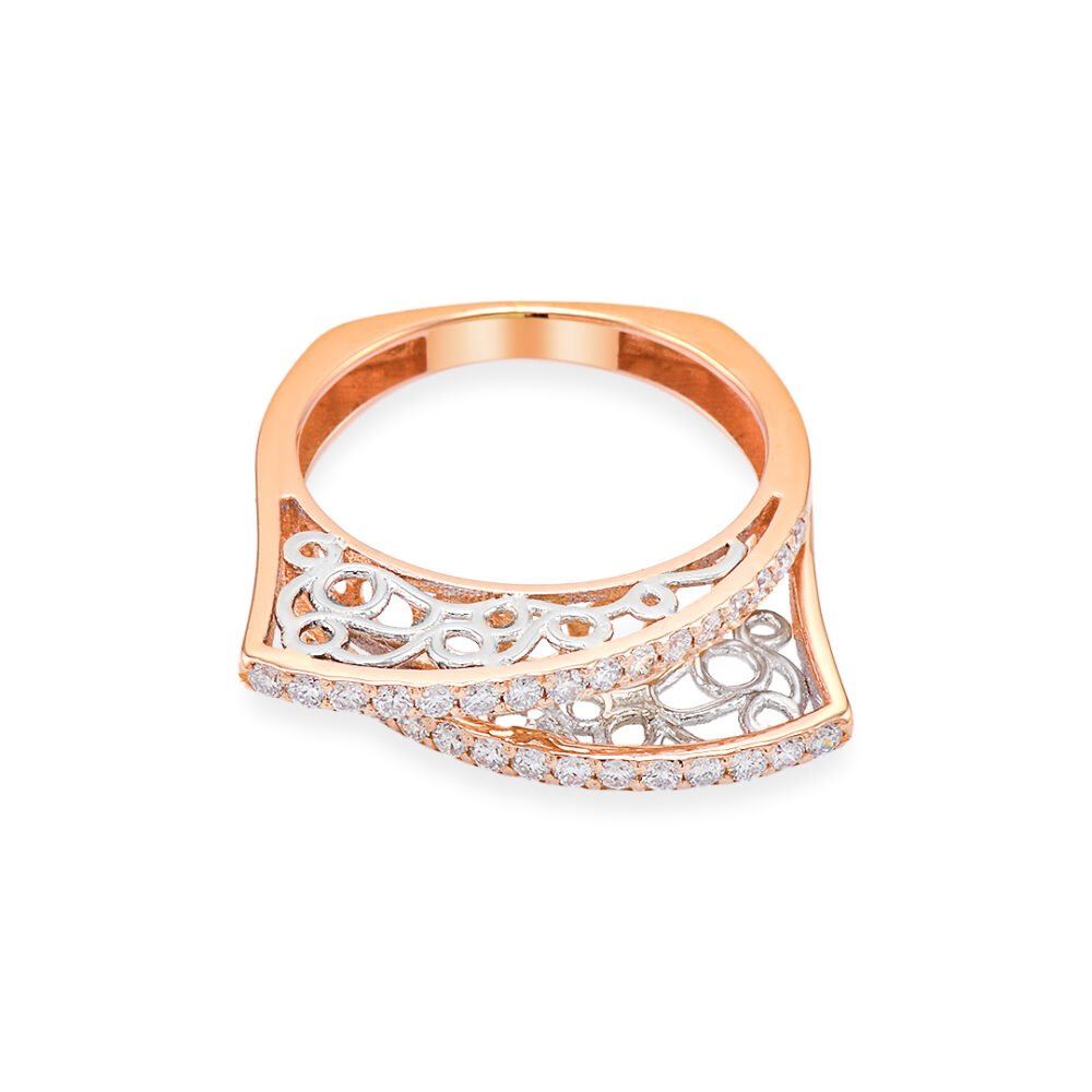 Rose and White Gold Diamond Band - Image 2