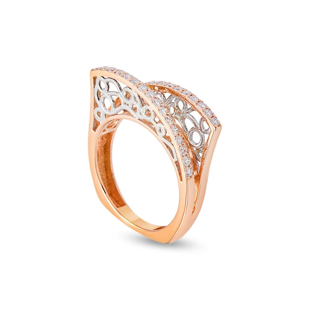 rose and white gold diamond band