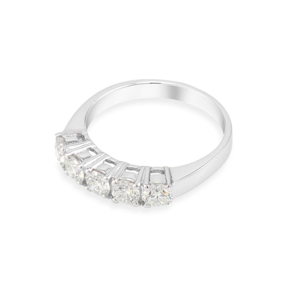 White Gold Five-Diamond Band with 0.98 cts VS1-G Stones - Image 3