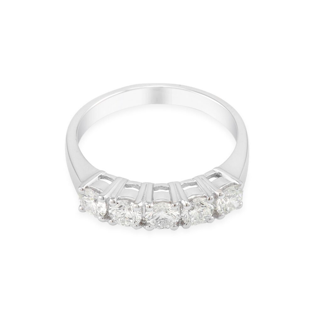 White Gold Five-Diamond Band with 0.98 cts VS1-G Stones - Image 2