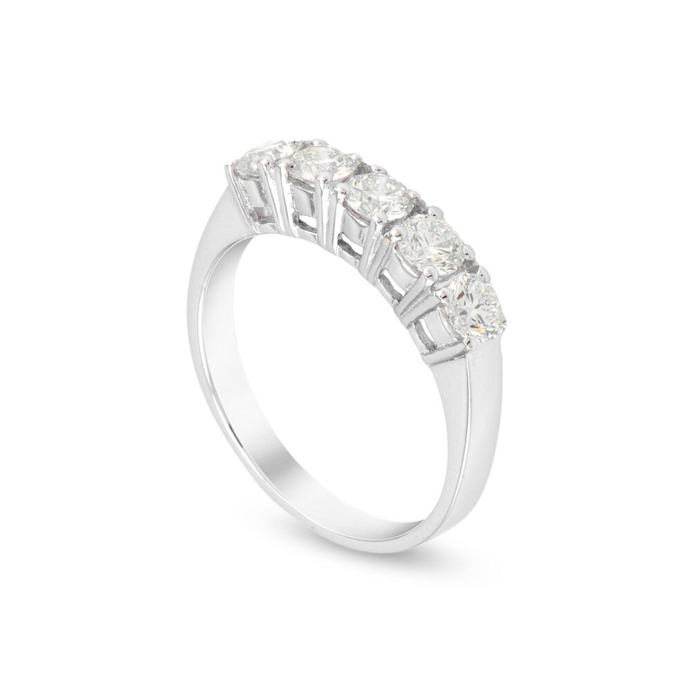 white gold five-diamond band