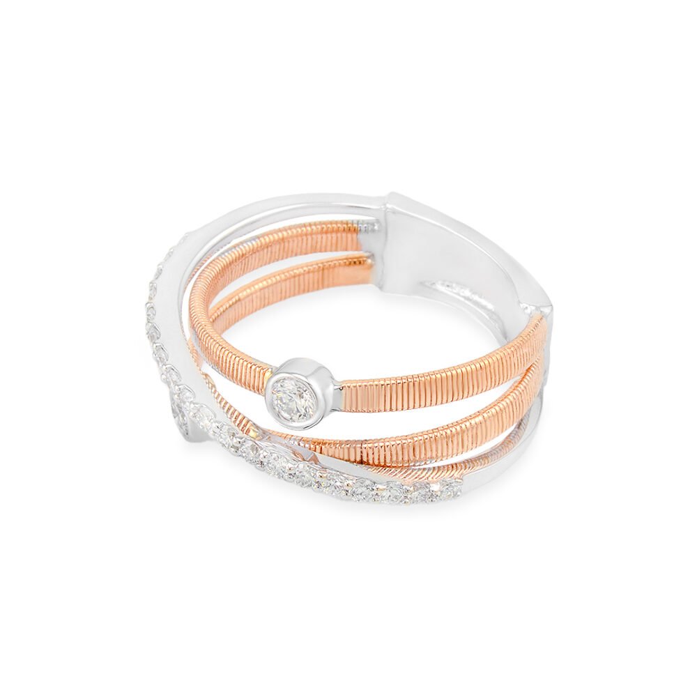 Rose and White Gold Diamond Ring with 0.34 cts Diamonds - Image 3