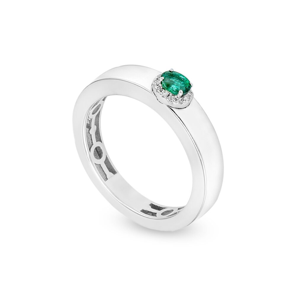 white gold emerald ring