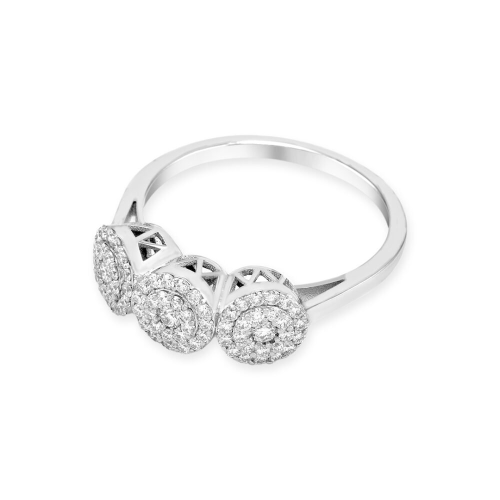 White Gold Diamond Ring with 75 Round Stones - Image 3