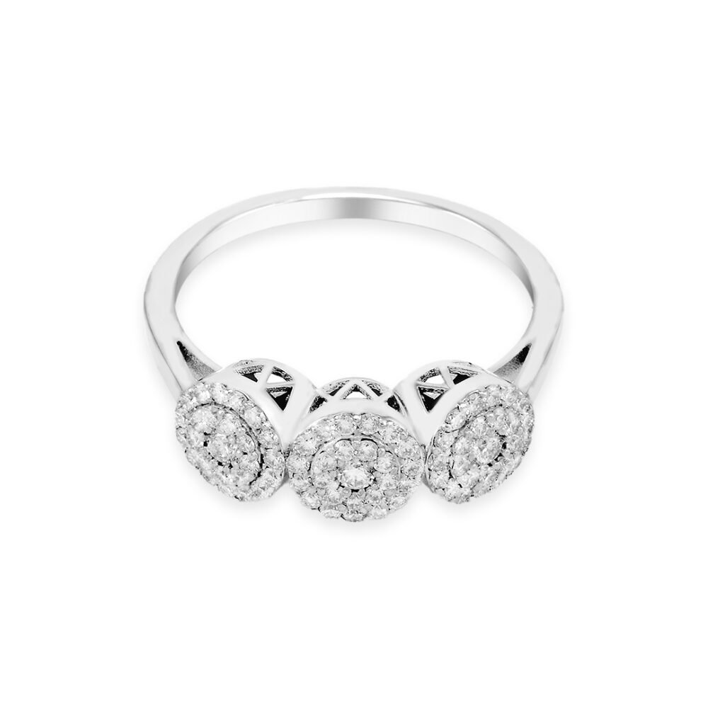 White Gold Diamond Ring with 75 Round Stones - Image 2