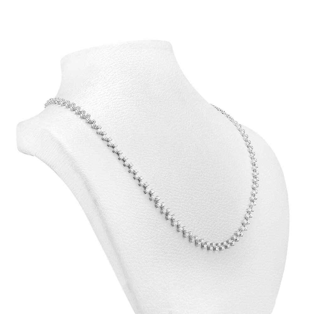 White Gold Diamond Necklace with 78 Stones - Image 2
