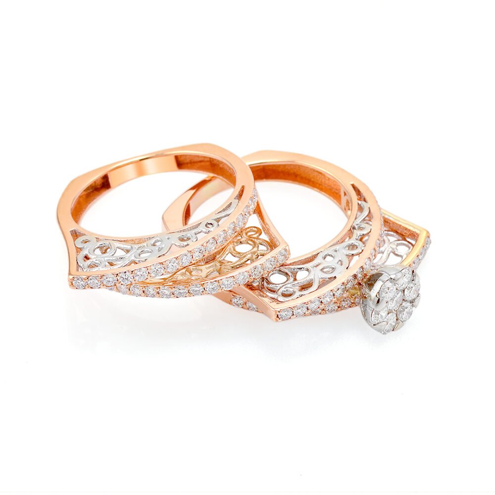 Rose and White Gold Diamond Bridal Set - Image 3