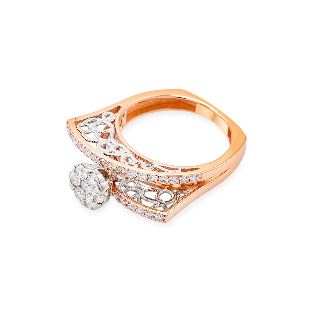 Rose and White Gold Diamond Solitaire Ring - Image 3