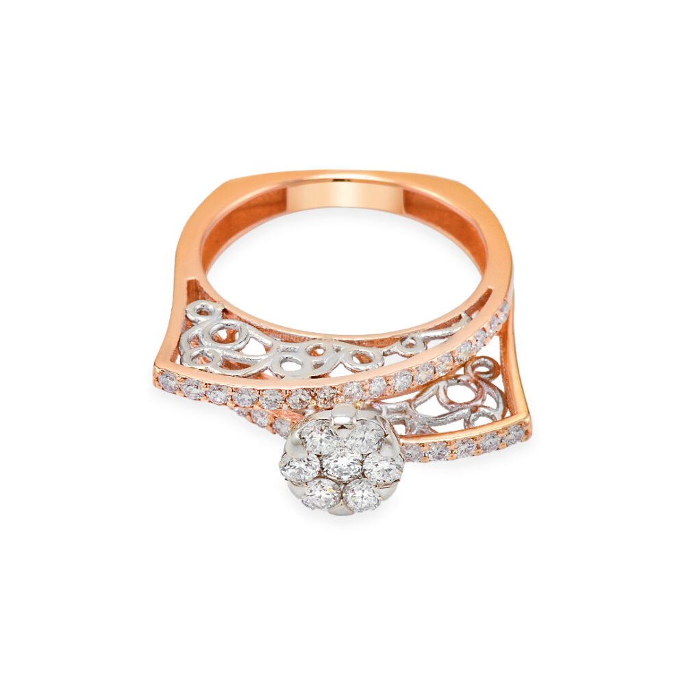 Rose and White Gold Diamond Solitaire Ring - Image 2