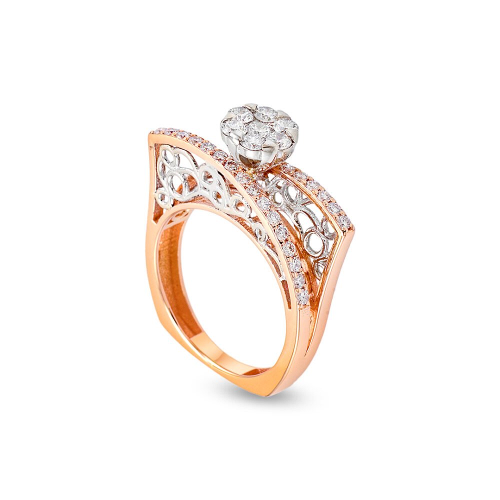 rose and white gold diamond solitaire ring
